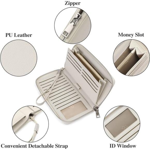 New Womens Wallet RFID Blocking Leather Zip Around Wallet Large Capacity - Picture 6 of 6